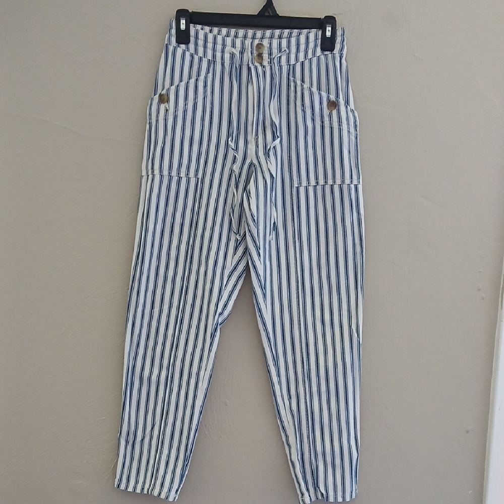 American Eagle Outfitters Blue and White Straight‎ Leg Pants Size 0